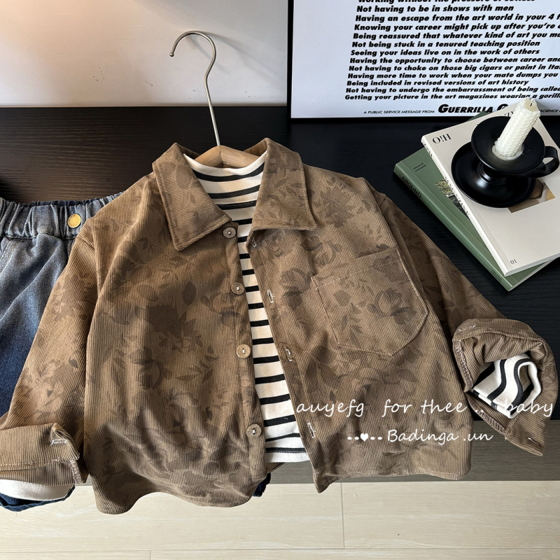 Unisex dječja košulja s dugim rukavima, prugasta, ovratnik tipa lapel, 100% poliester, mekan dodir, za djecu 8+ godina