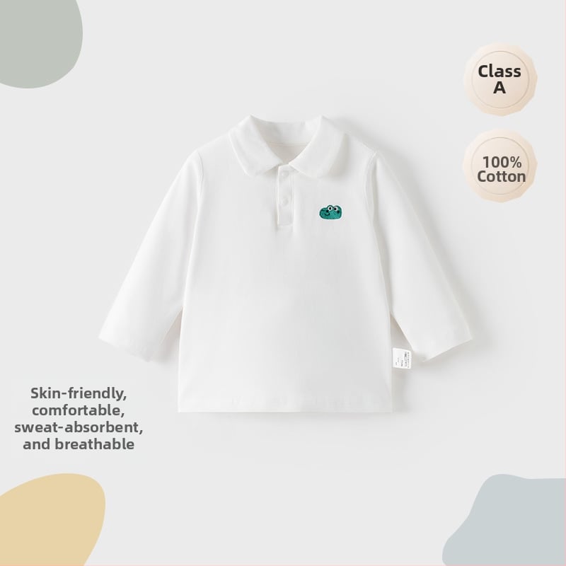 Polo majica za bebe s reverom – Unisex, dugi rukavi, 100% pamuk, za dob 1–3 godine, proljeće i jesen