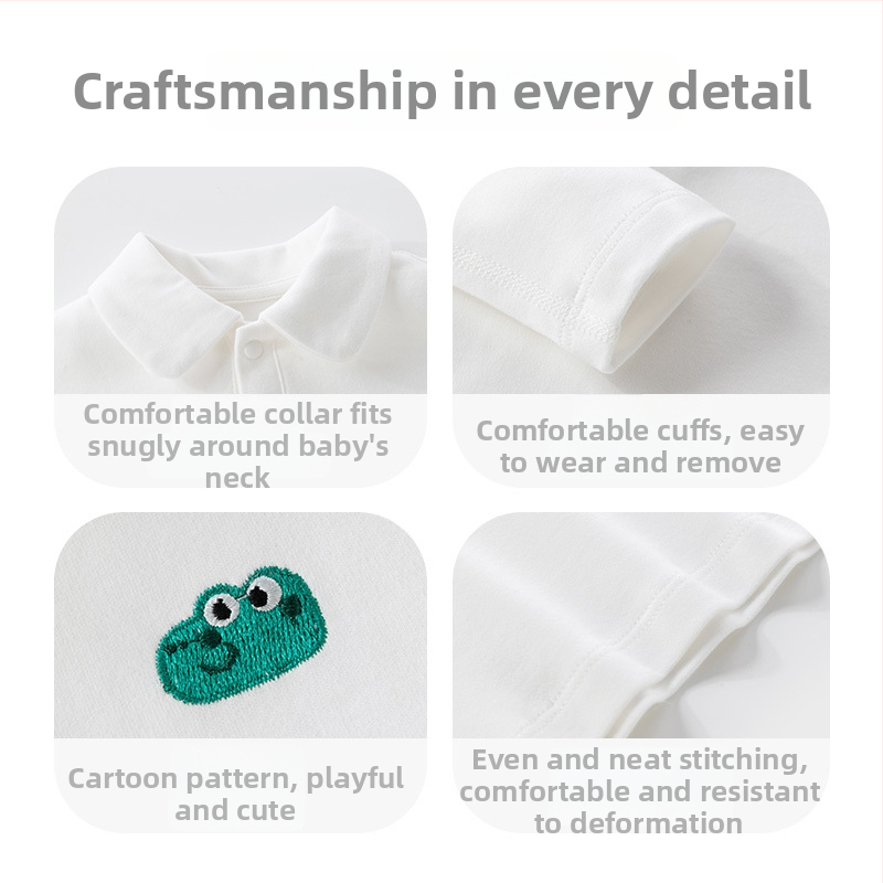 Polo majica za bebe s reverom – Unisex, dugi rukavi, 100% pamuk, za dob 1–3 godine, proljeće i jesen