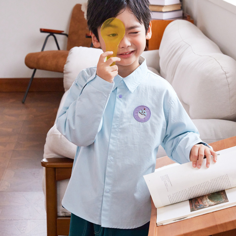 Dječja košulja s reverom, 100% pamuk, dugi rukav, unisex, proljeće i jesen