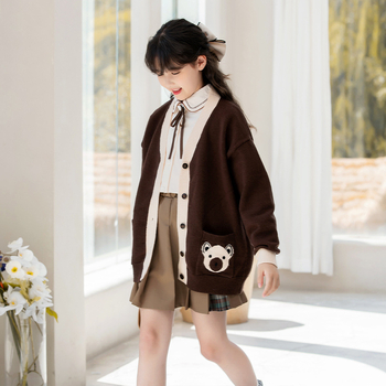 JK stil set za djevojčice: košulja s plisiranom suknjom; dugi rukavi; reverni ovratnik; poliester smjesa 60%; mekan na dodir