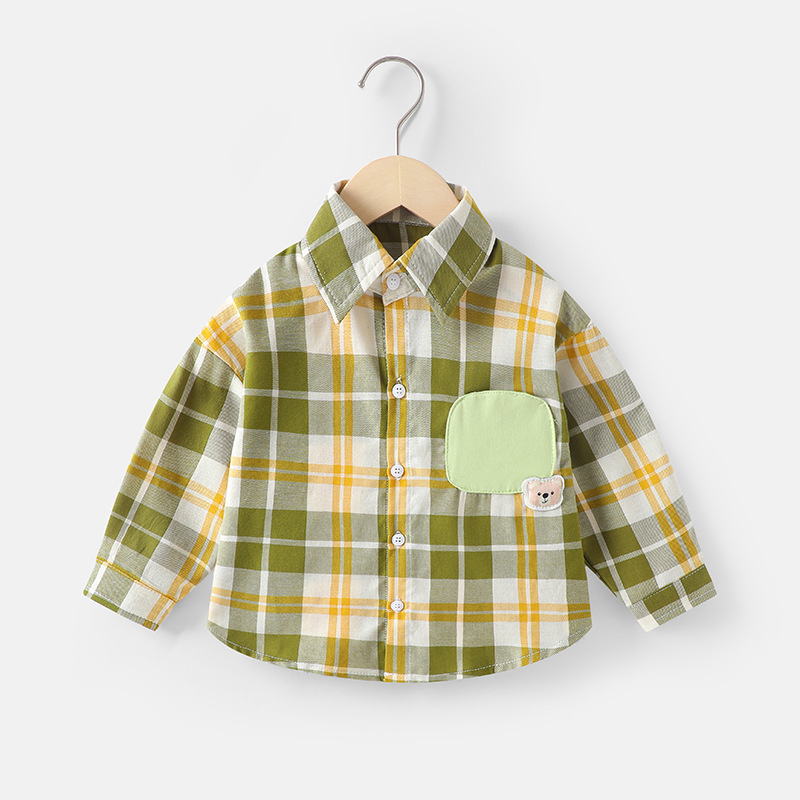 Dječja košulja s dugim rukavima, unisex, ovratnik lapel, cartoon uzorak, 100% pamuk