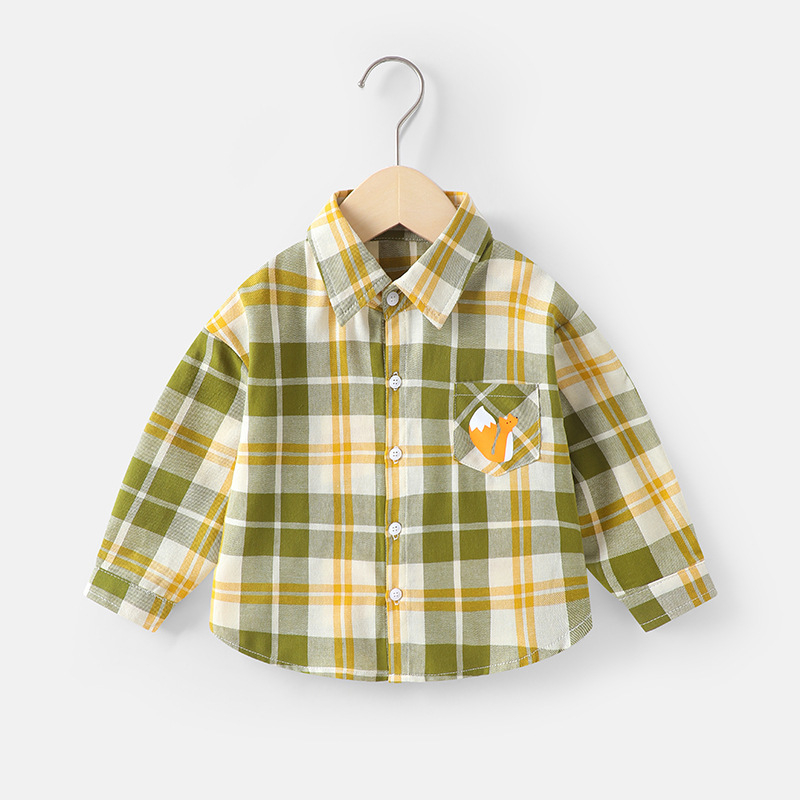 Dječja košulja s dugim rukavima, unisex, ovratnik lapel, cartoon uzorak, 100% pamuk