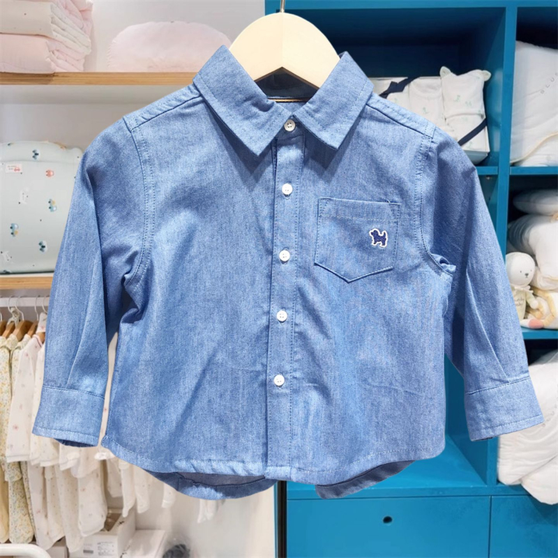 Dječja košulja od denima za dječake, korejski stil, dugi rukavi, ovratnik rever, uzrast 3–8 godina