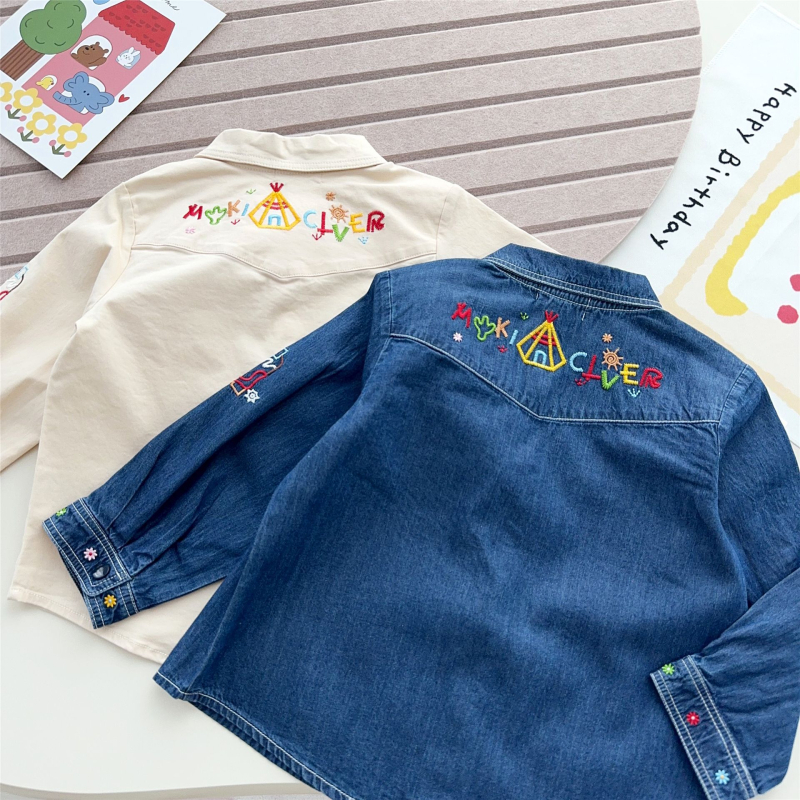 Košulja za djecu | Japanskog stila, rever ovratnik, dugi rukavi, 95% pamuk, 5% elastan, crtani uzorak