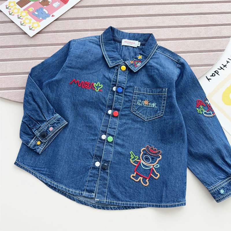 Košulja za djecu | Japanskog stila, rever ovratnik, dugi rukavi, 95% pamuk, 5% elastan, crtani uzorak