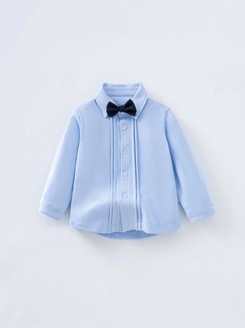 Unisex dječja košulja s dugim rukavima, od 95% pamuka, s reverom, jednofarbna, za uzrast 3–8 godina.