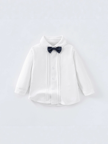 Unisex dječja košulja s dugim rukavima, od 95% pamuka, s reverom, jednofarbna, za uzrast 3–8 godina.