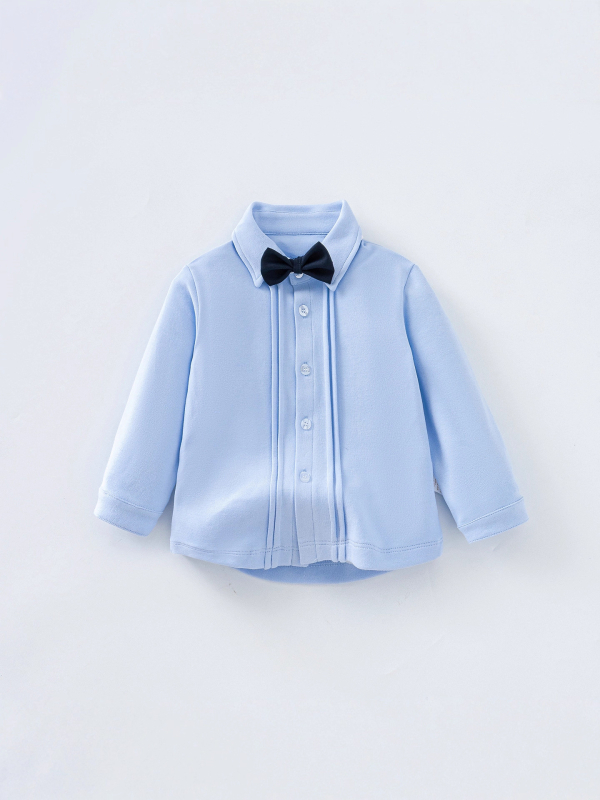 Unisex dječja košulja s dugim rukavima, od 95% pamuka, s reverom, jednofarbna, za uzrast 3–8 godina.