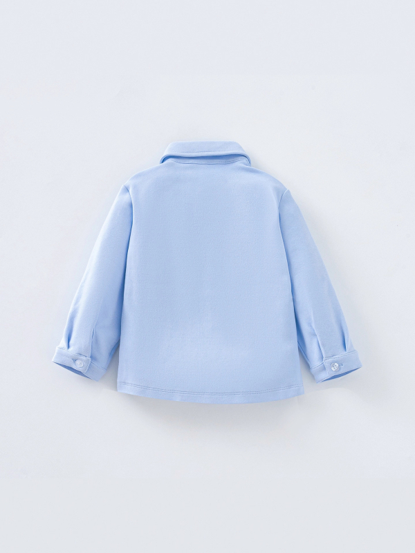 Unisex dječja košulja s dugim rukavima, od 95% pamuka, s reverom, jednofarbna, za uzrast 3–8 godina.