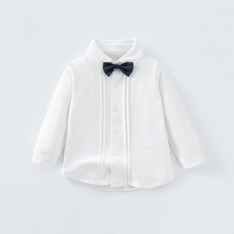 Unisex dječja košulja s dugim rukavima, od 95% pamuka, s reverom, jednofarbna, za uzrast 3–8 godina.