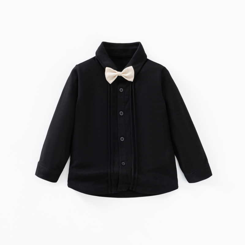 Unisex dječja košulja s dugim rukavima, od 95% pamuka, s reverom, jednofarbna, za uzrast 3–8 godina.