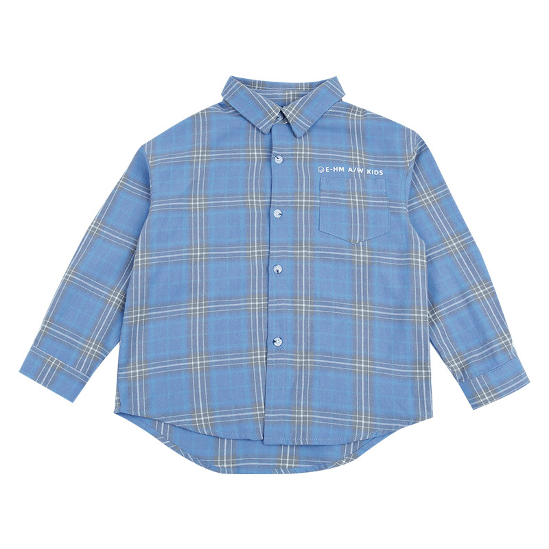 Dječja karirana košulja s dugačkim rukavima, rever ovratnik, 55% pamuk, ležerni stil, proljeće-jesen