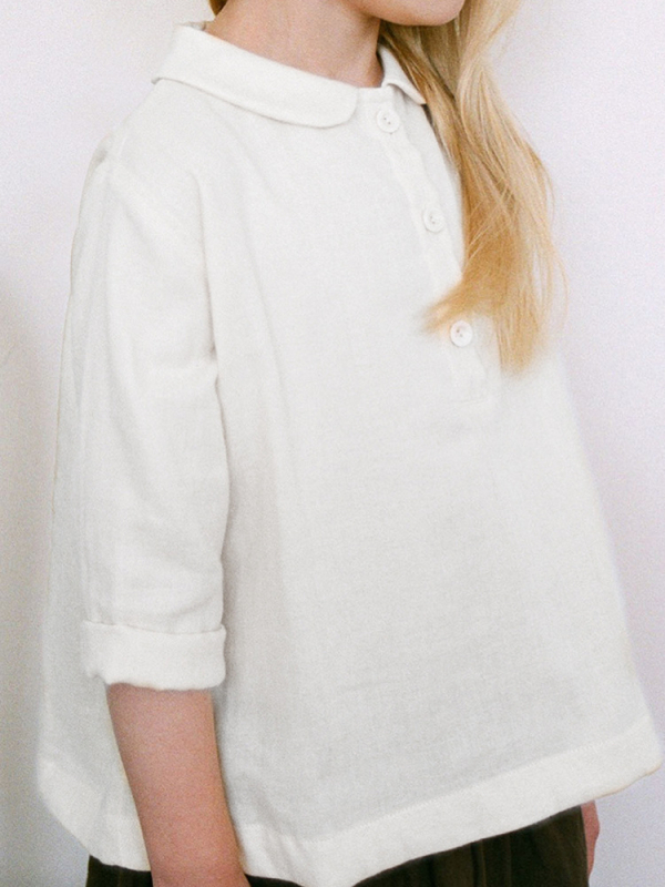 Dječja košulja za djevojčice s dugim rukavima, mješavina pamuka i lana, ovratnik lutke, šumski stil, za proljeće i jesen, 70% pamuka