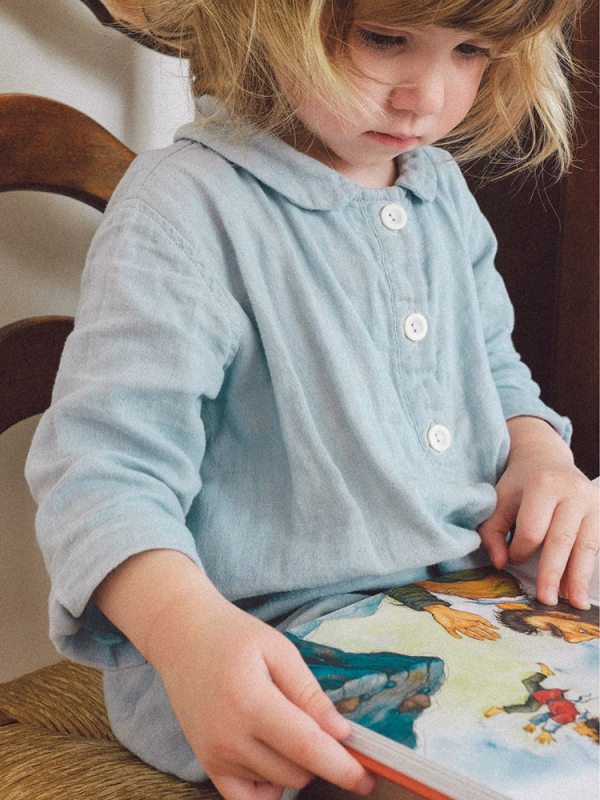 Dječja košulja za djevojčice s dugim rukavima, mješavina pamuka i lana, ovratnik lutke, šumski stil, za proljeće i jesen, 70% pamuka