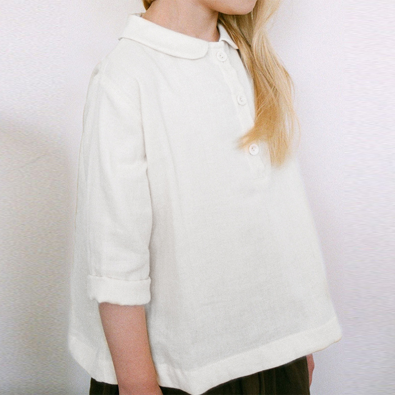 Dječja košulja za djevojčice s dugim rukavima, mješavina pamuka i lana, ovratnik lutke, šumski stil, za proljeće i jesen, 70% pamuka