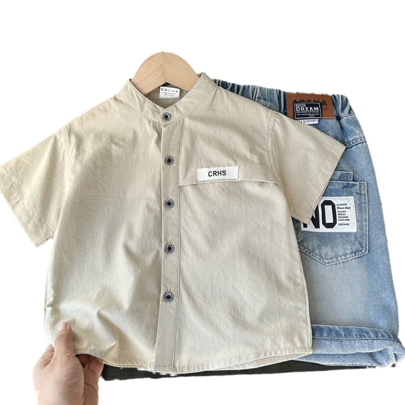 Dječja košulja, korejskog stila, pamuk, okrugli ovratnik, kratkih rukava