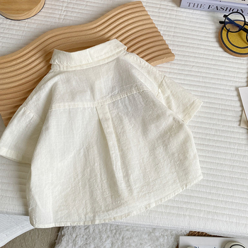 Dječja košulja s kratkim rukavima, korejskog stila, rever ovratnik, tkanina od mješavine pamuka 90%, meka obrada materijala, pogodna za djecu od 3 do 8 godina.