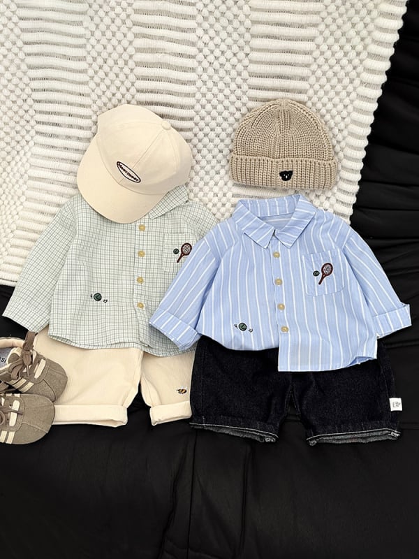 Korejski stil prugasta dječja polo majica, dugi rukav, ovratnik s reverom, poliester 55%, za djecu 1–3 godine, proljeće i jesen