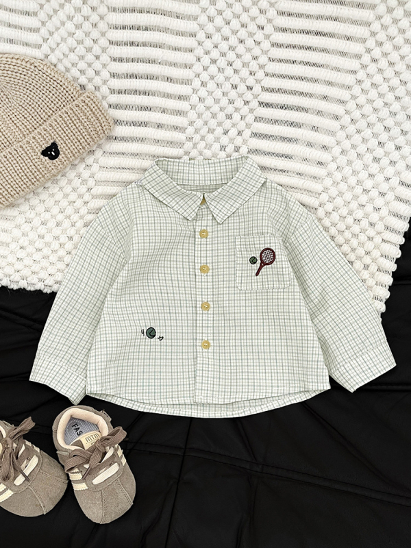 Korejski stil prugasta dječja polo majica, dugi rukav, ovratnik s reverom, poliester 55%, za djecu 1–3 godine, proljeće i jesen