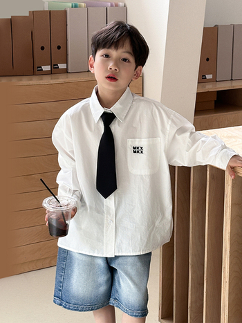 Laste poisi särg, 100% puuvill, pikad varrukad, laperkaul, Korea stiil, sügis 2025