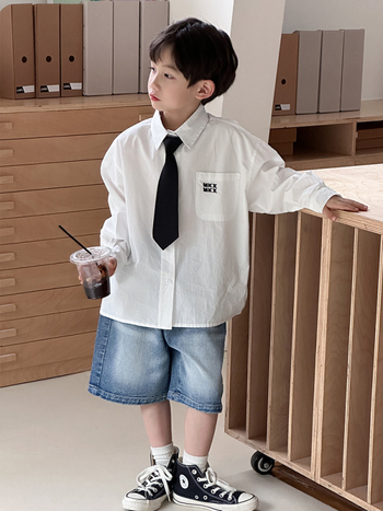 Laste poisi särg, 100% puuvill, pikad varrukad, laperkaul, Korea stiil, sügis 2025