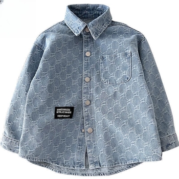 Berniškis džinsinis marškiniai-jack'a, korėjietiškas stilius, 35% medvilnės pluošto mišinys, vienas užsegimas sag, pavasariui ir rudeniui