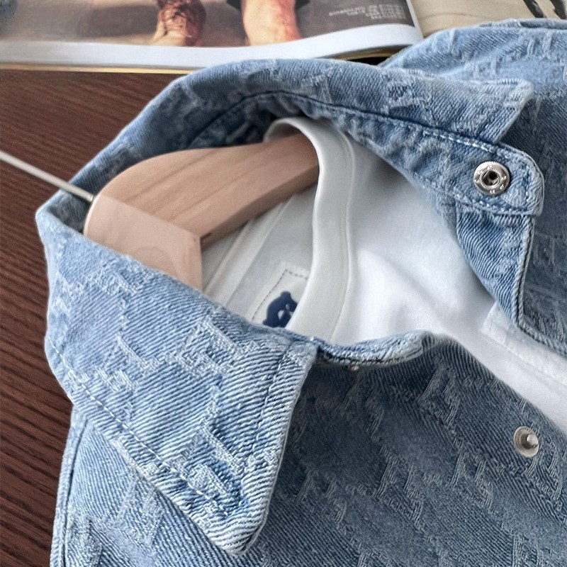 Berniškis džinsinis marškiniai-jack'a, korėjietiškas stilius, 35% medvilnės pluošto mišinys, vienas užsegimas sag, pavasariui ir rudeniui