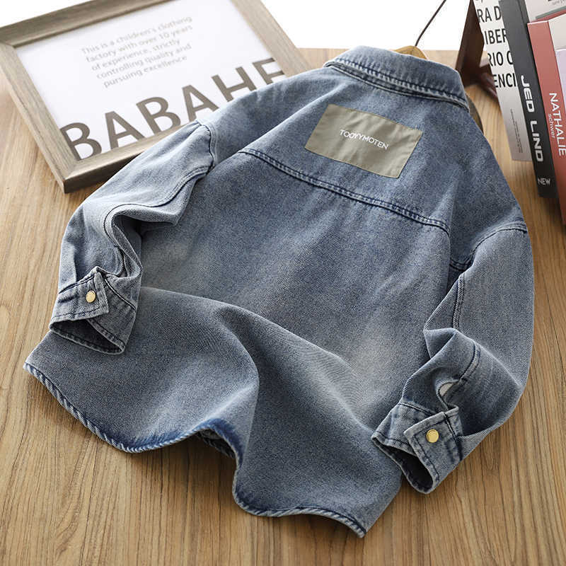 Berniškis džinsinis marškiniai-jack'a, korėjietiškas stilius, 35% medvilnės pluošto mišinys, vienas užsegimas sag, pavasariui ir rudeniui