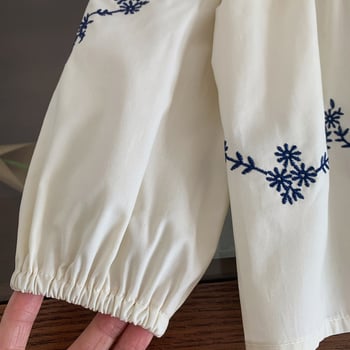 Majică de fată cu mânecă lungă, broderie în stil coreean, bumbac 85%, pentru 3–8 ani, primăvară și toamnă