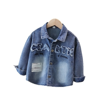 Dječji dvodijelni denim set s košulom s dugim rukavima i cargo hlačama, korejskog stila, 95% pamuk