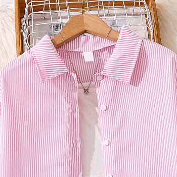 Dječji dvodijelni denim set: poderane traperice i prugasta košulja s dugim rukavima, korejski stil, proljeće i jesen