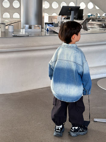 Dječja džins košulja za dječake, korejski stil, dugi rukav, 98% pamuk, jesen 2024, pogodna za djecu od 8 godina