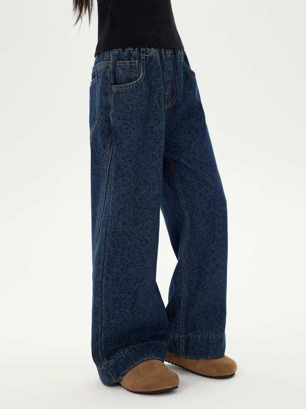 Dječje hlače od pamuka s leopard uzorkom, fleece podstava, visok pas, ravni kroj