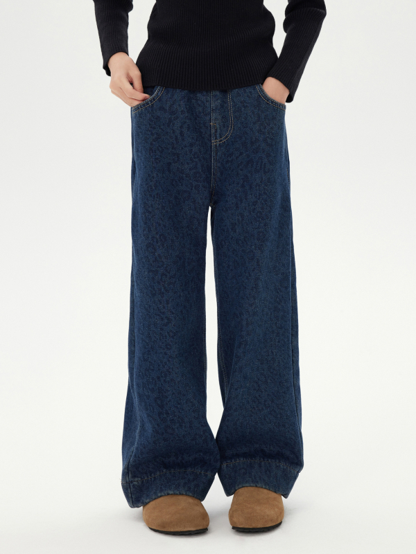 Dječje hlače od pamuka s leopard uzorkom, fleece podstava, visok pas, ravni kroj