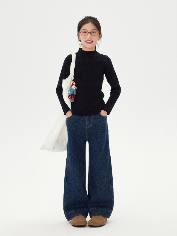 Dječje hlače od pamuka s leopard uzorkom, fleece podstava, visok pas, ravni kroj