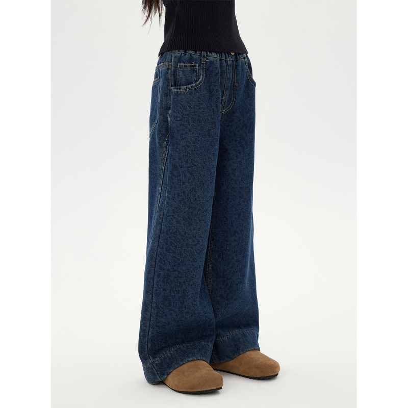 Dječje hlače od pamuka s leopard uzorkom, fleece podstava, visok pas, ravni kroj