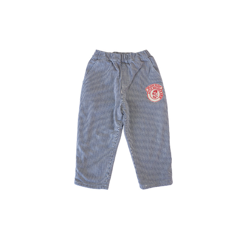 Dječje traperice s flis podstavom – Zima 2025, srednji pojas, duge hlače, uzorak crtića i slova