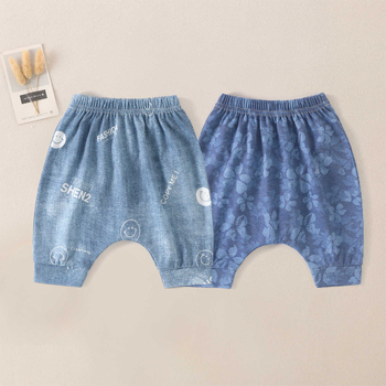 Pantaloni pentru copii, vară, imprimeu floral, țesătură din amestec de bumbac cu 75% poliester, talie medie, pentru vârsta 1–3 ani