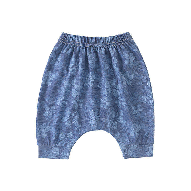 Pantaloni pentru copii, vară, imprimeu floral, țesătură din amestec de bumbac cu 75% poliester, talie medie, pentru vârsta 1–3 ani