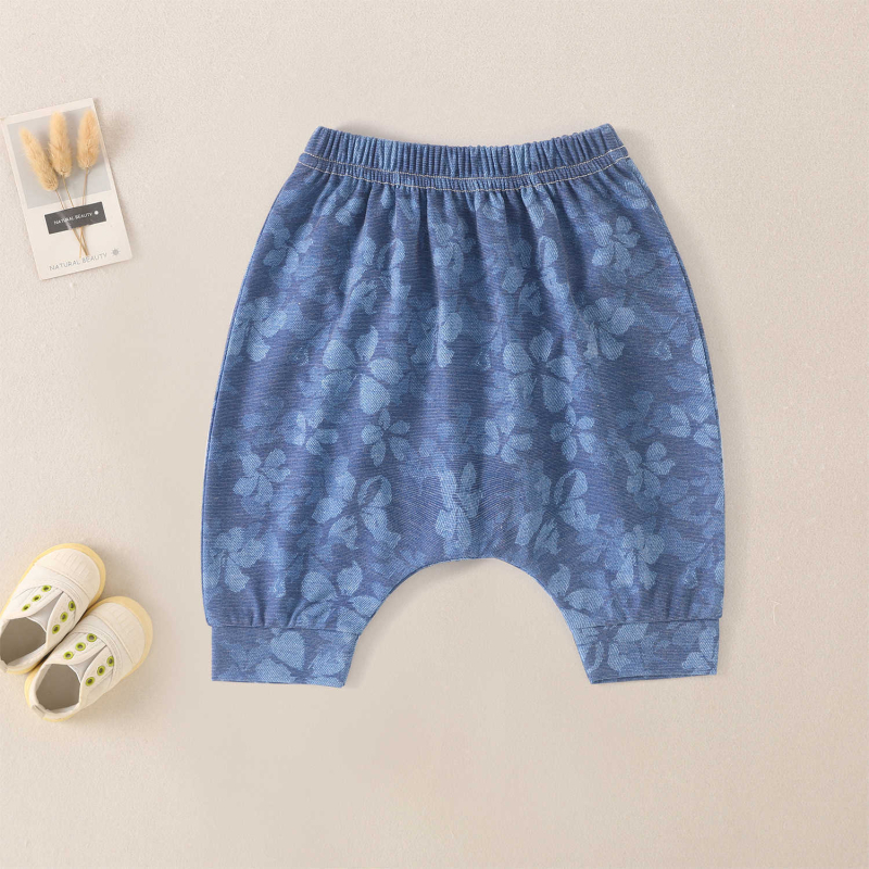 Pantaloni pentru copii, vară, imprimeu floral, țesătură din amestec de bumbac cu 75% poliester, talie medie, pentru vârsta 1–3 ani