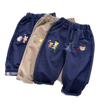 Dječje hlače u japanskom stilu, karikatura izvezena, 95% pamuk / 5% elastan, srednji pojas s elastikom, unisex