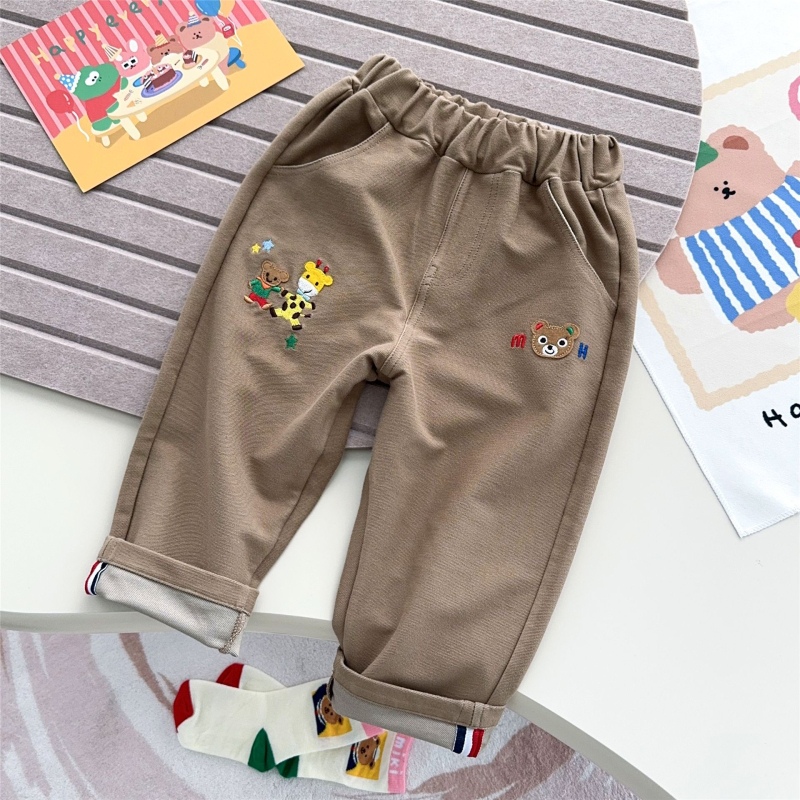 Dječje hlače u japanskom stilu, karikatura izvezena, 95% pamuk / 5% elastan, srednji pojas s elastikom, unisex