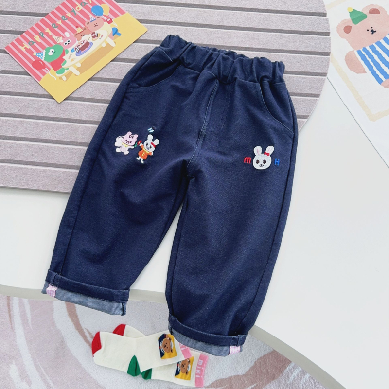 Dječje hlače u japanskom stilu, karikatura izvezena, 95% pamuk / 5% elastan, srednji pojas s elastikom, unisex