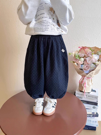 Dječje široke hlače od pamuka, s fleece-iznutra, korejskog stila, elastični pojas, za proljeće i jesen