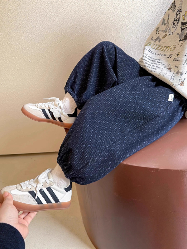 Dječje široke hlače od pamuka, s fleece-iznutra, korejskog stila, elastični pojas, za proljeće i jesen