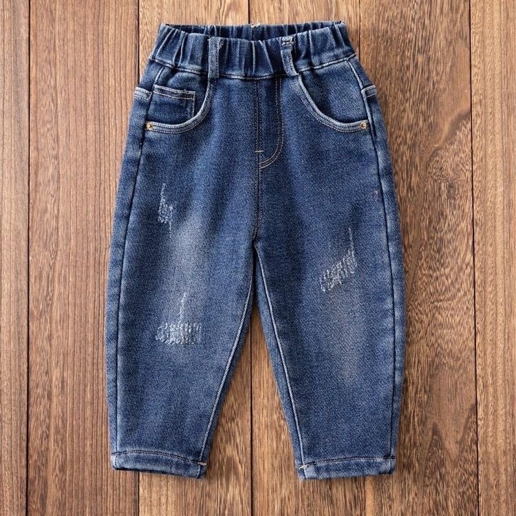 Dječje traperice s flis podstavom, unisex, denim od pamuka i sintetičkih vlakana, debeli i topli, srednja visina struka s elastičnim pojasom, uzrast 3–8 godina