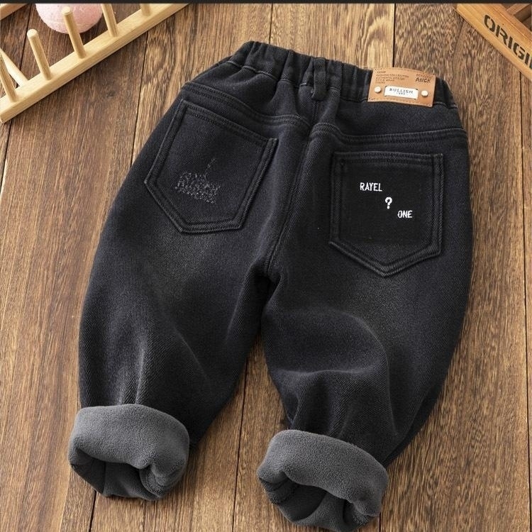 Dječje traperice s flis podstavom, unisex, denim od pamuka i sintetičkih vlakana, debeli i topli, srednja visina struka s elastičnim pojasom, uzrast 3–8 godina