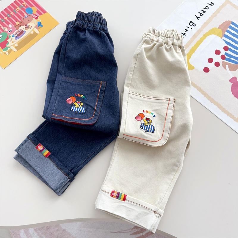 Dječje hlače u japanskom stilu, 95% pamuk, 5% elastan, udoban slobodan kroj, srednji pojas, crtani uzorak, za djecu 3–8 godina, proljeće-jesen