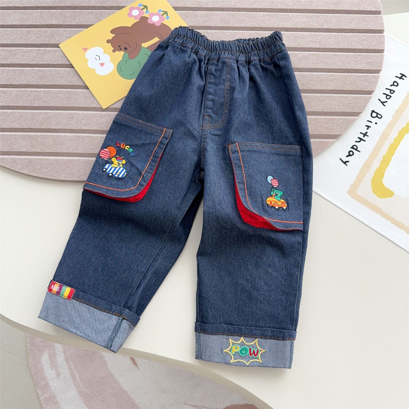 Dječje hlače u japanskom stilu, 95% pamuk, 5% elastan, udoban slobodan kroj, srednji pojas, crtani uzorak, za djecu 3–8 godina, proljeće-jesen